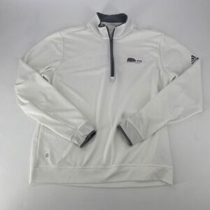 Adidas Mens Pullover Golf Jacket Quarter Zip White‎ TCI Logo Athleisure Size M